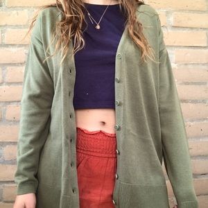 Talbots dark green button up cardigan